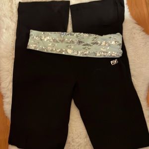 Pink yoga - baby blue bling waisted
